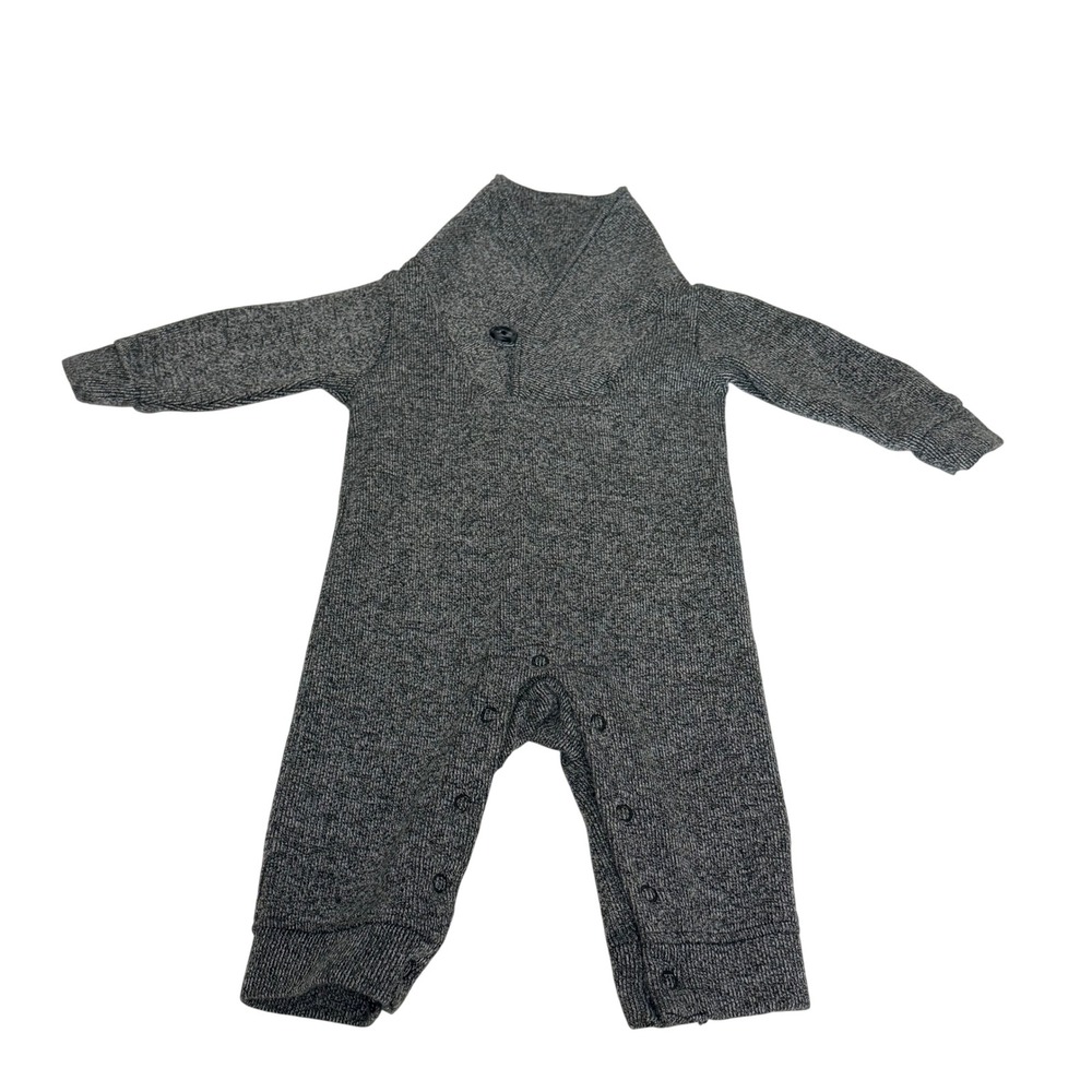 Lullaby Lane Baby Boy Charcoal Gray Shawl Collar Knit Coverall 3-6 Months